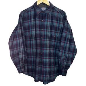 Vintage Pendleton Wool Plaid Button Up Shirt Mens LG Utility Made in USA Shacket